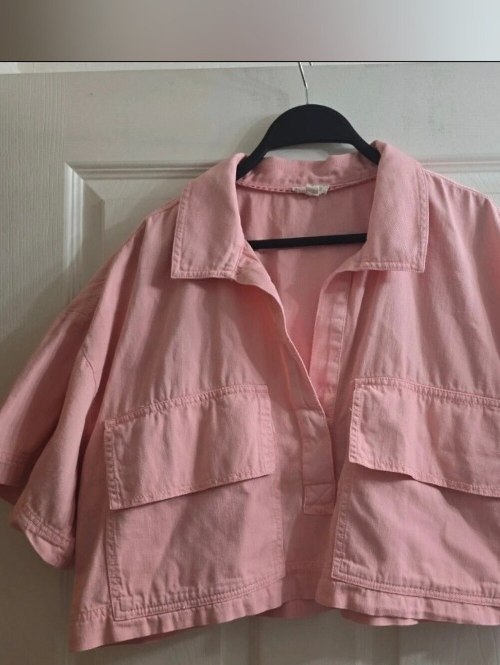 Pilcro Cropped Pink Utility Jacket M 100%Cotton
